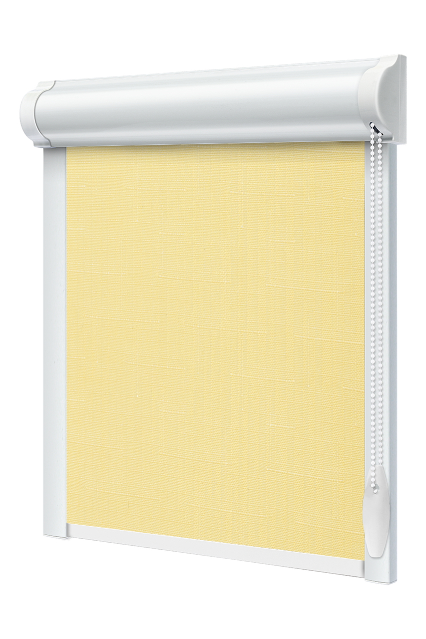 Тканинний ролет закрита система з боковими планками Льон Персик, фото 1