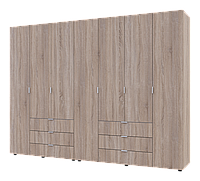 Распашной шкаф для одежды Гелар комплект Doros цвет Сонома 3+4 двери ДСП 271,2х49,5х203,4 (42002127)