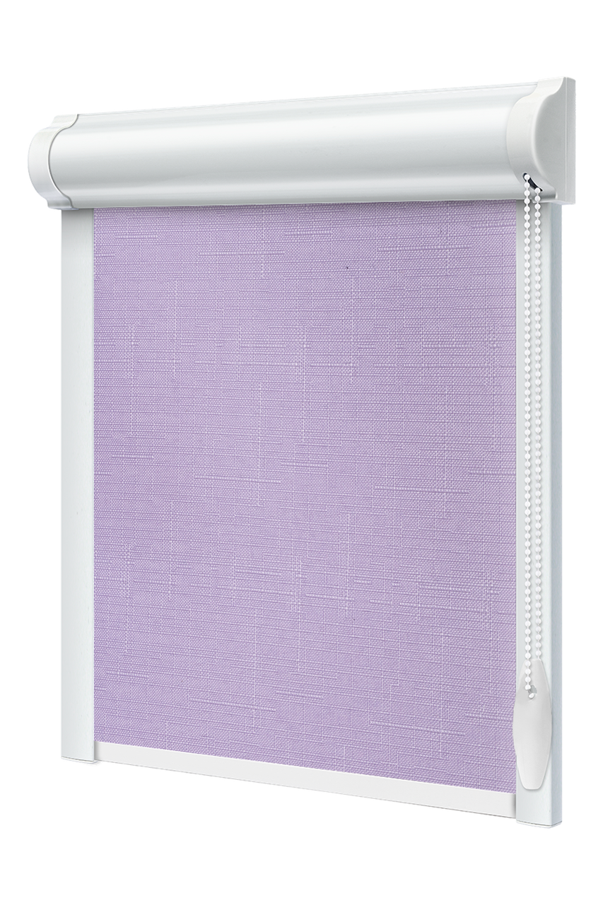 Тканинний ролет закрита система з боковими планками Льон Ліловий, фото 1