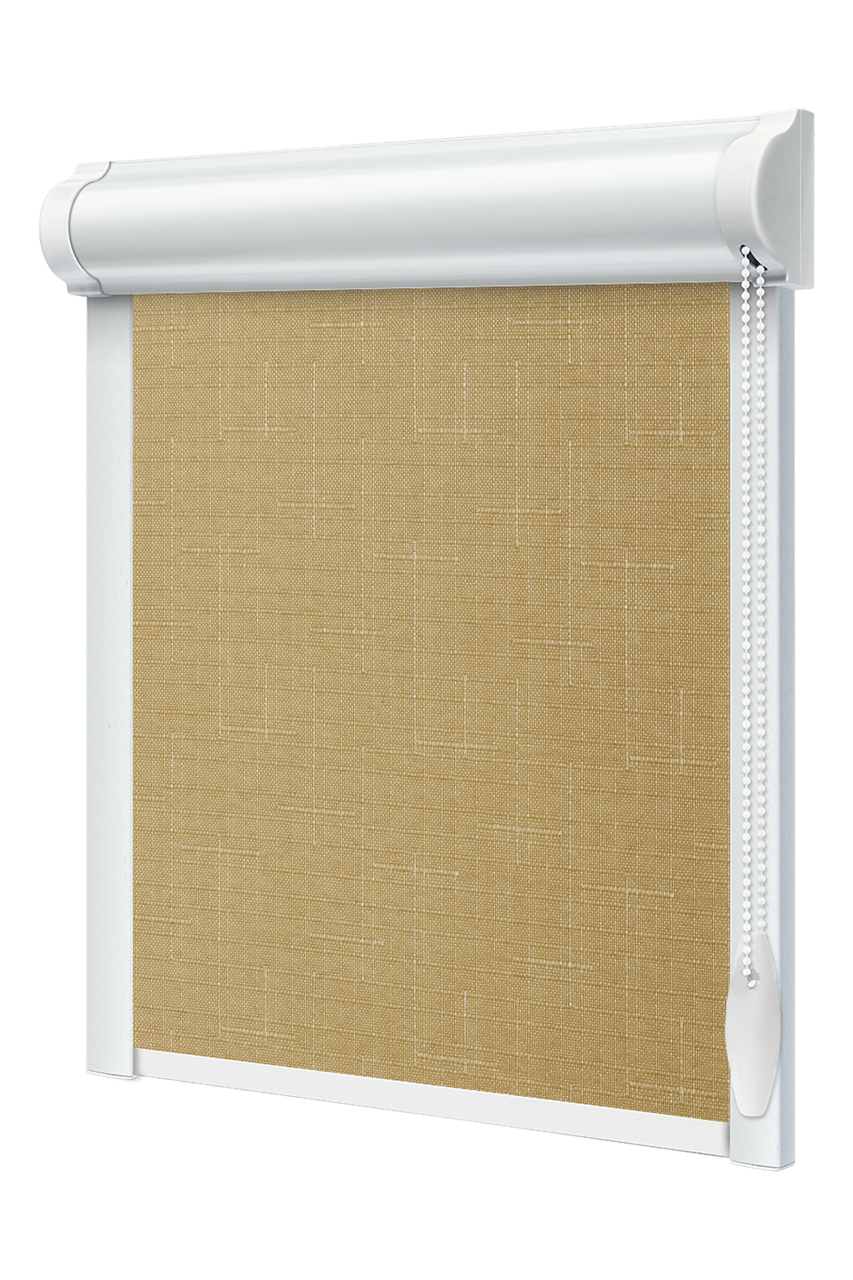 Тканинний ролет закрита система з боковими планками Льон Слонова кістка, фото 1