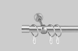 Карниз для штор металевий, однорядний 19 мм Заглушка Сатин