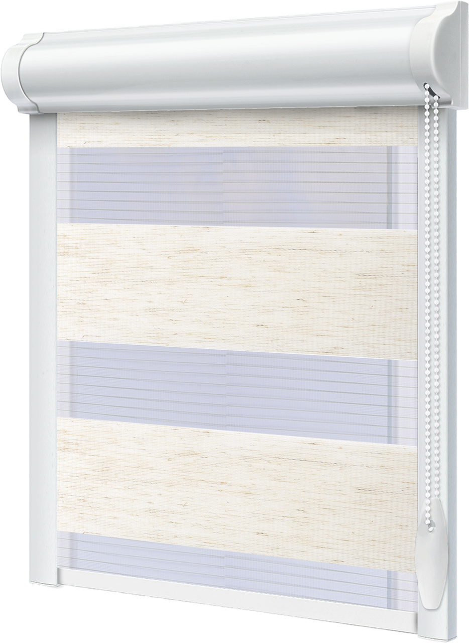 Тканинний ролет День Ніч Льон закрита система з боковими планками, фото 1