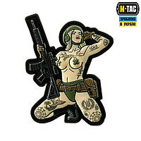 М-ТАС Нашивка Tactical Girl Tattoo Тризуб pvc Gray, Военная Нашивка серая для ВСУ