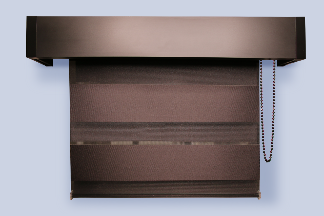 Тканинний ролет День Ніч Чорний з декоративним коробом TopLine, фото 1