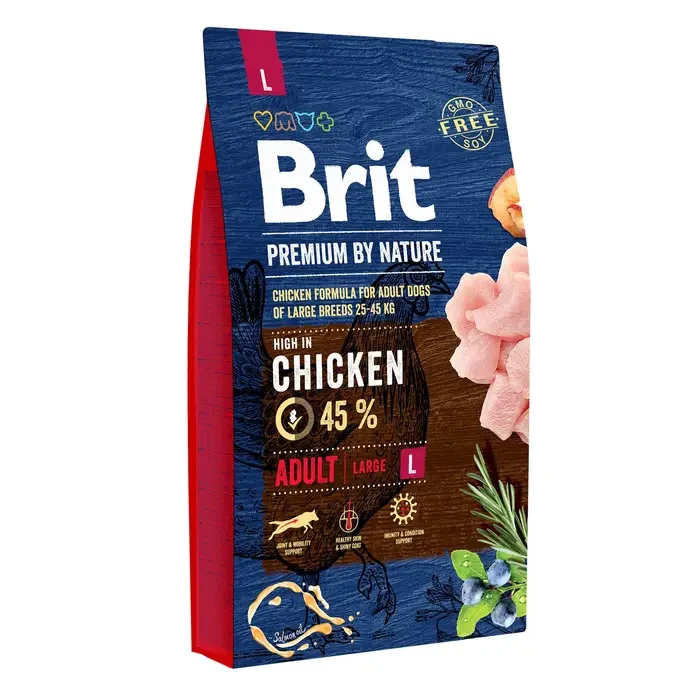 Сухий корм для дорослих собак великих порід (вагою від 25 до 45 кг) Brit Premium Adult L 8 кг (курка), фото 1