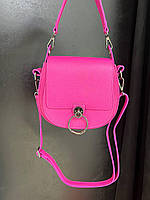 Сумка Virginia Conti Pink італійська з натуральної шкіри жіноча рожевий клатч крос-боді через плече