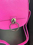 Сумка Virginia Conti Pink італійська з натуральної шкіри жіноча рожевий клатч крос-боді через плече, фото 4