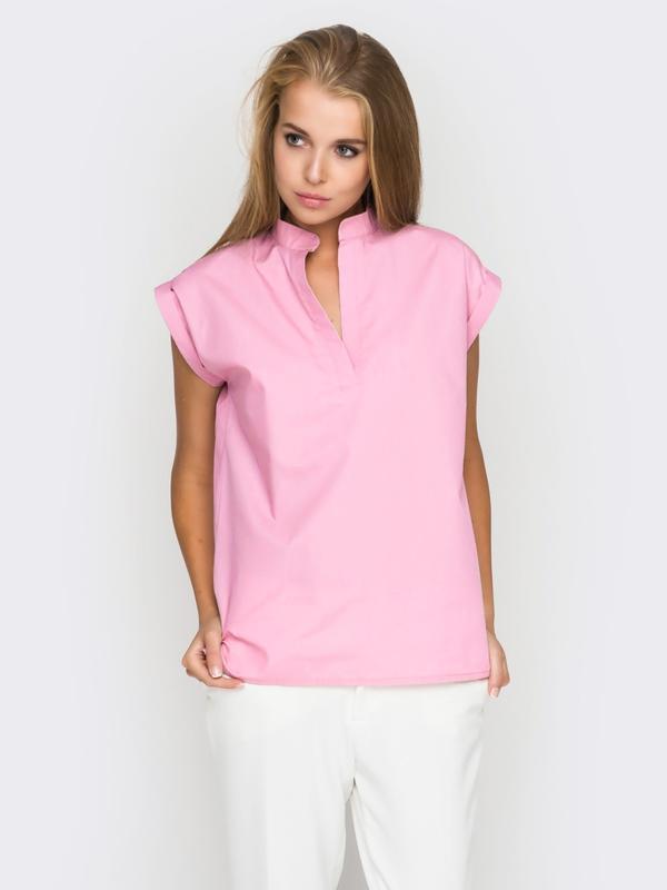 Жіноча літня рожева блуза вільного крою р.44