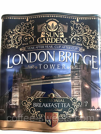 Чай "Sun Gardens" чорний великолистовий London Bridge 100 пірамідок у ж/ банці, фото 2