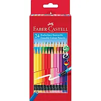 Цветные карандаши стираемые с ластиками в цвет карандашей Faber-Castell Classic (24 шт) 116625