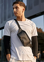 Водонепроникна модна стильна чоловіча сумка на пояс, Бананка чоловіча чорна