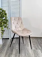 Мягкий бархатный стул на металлических черных ножках MONACO в гостиную, кухню, кафе