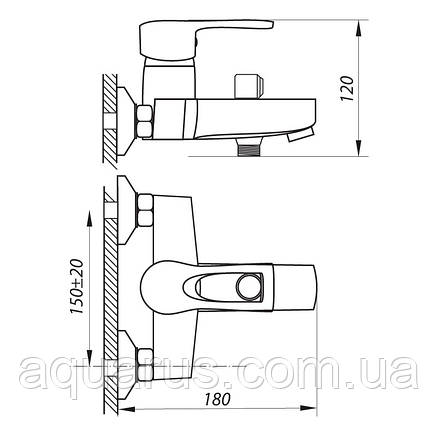 Змішувач для ванни ZERIX SEO 183 (ZX2759), фото 2