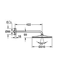 Верхній душ з настінним кронштейном Grohe Rainshower Mono (26557000), фото 3
