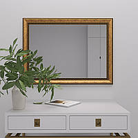 Настенное зеркало в узкой золотой раме 80х60 Black Mirror для дома