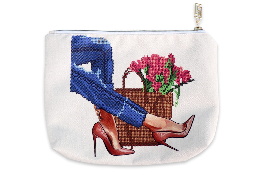 Косметичка для вишивки бисером "Мода", бежева, КОС43, 25*18*4см, ЮМА, фото 1