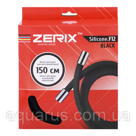 Шланг для душу силіконовий ZERIX F12 Black (150 см) (ZX2998), фото 3