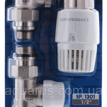 Комплект для підключення радіатора EUROPRODUCT EP.1301 - 1/2" (Прямий з термоголовкою) (EP6017), фото 2