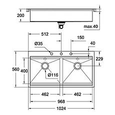 Мийка кухонна Grohe EX Sink K800 Подвійна (120 cm) (31585SD0), фото 5