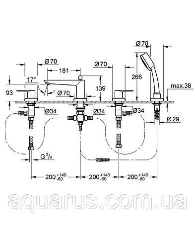 Змішувач на борт ванни на 4 отвори Grohe BauLoop (2511900A), фото 3