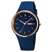 Женские наручные кварцевые часы скмей синие, Качественные и стильные часы Skmei 1747DKBU Dark Blue