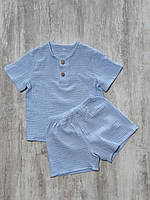 Костюм муслиновый детский для мальчика (футболка и шорты) КMXFSH-3
