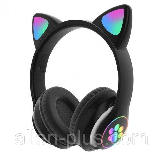Навушники з вушками бездротові Bluetooth Cat STN-28, чорні