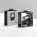 Навушники з вушками бездротові Bluetooth Cat STN-28, чорні, фото 3