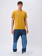 M-3XL. Чоловіча базова однотонна футболка 100% Cotton, м'який та приємний бавовняний матеріал - жовта, фото 2
