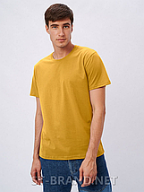 M-3XL. Чоловіча базова однотонна футболка 100% Cotton, м'який та приємний бавовняний матеріал - жовта, фото 4