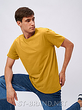 M-3XL. Чоловіча базова однотонна футболка 100% Cotton, м'який та приємний бавовняний матеріал - жовта, фото 6