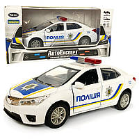 Машинка металлическая детская Toyota полиция, Тойота, белая, Автоэксперт, 1:36, свет, звук, инерция,