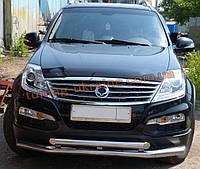 Защита переднего бампера труба двойная D60-42 на Ssang Yong Rexton W 2012