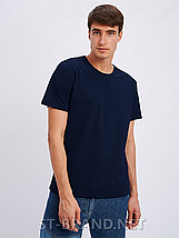 M,L,XL,2XL,3XL. Чоловіча базова однотонна футболка з натурального та приємного бавовняного матеріалу - темно-синя, фото 3
