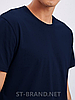 M,L,XL,2XL,3XL. Чоловіча базова однотонна футболка з натурального та приємного бавовняного матеріалу - темно-синя, фото 2