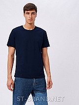 M,L,XL,2XL,3XL. Чоловіча базова однотонна футболка з натурального та приємного бавовняного матеріалу - темно-синя, фото 6