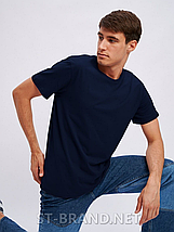 M,L,XL,2XL,3XL. Чоловіча базова однотонна футболка з натурального та приємного бавовняного матеріалу - темно-синя, фото 5