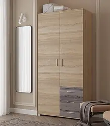 Шафа для спальні зі штангою та полицями Дуб сонома/трюфель (100 см x 52 см x 210 см)|Еверест Бриз ШП-4