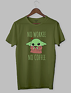 Футболка  з принтом Бейбі Йода "no WORKEE | no COFFEE", фото 3