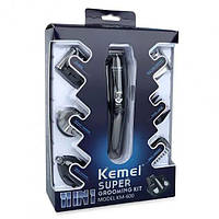 Профессиональная акумуляторная машинка для стрижки волос головы, триммер для усов и бороды KEMEI KM-600 SS&V