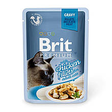 Корм вологий для котів Brit Premium Cat pouch Chicken Fillets in Gravy філе курки в соусі, 85 г