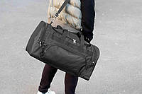 Дорожная мужская вместительная спортивная сумка Zip для тренировок и поездок тканевая черная на 60 литров