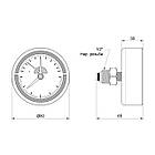 Термоманометр SANDIPLUS на 10 бар із заднім підключенням 1/2" корпус Ø80 мм 120°C SD17310B, фото 2