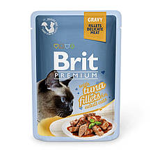 Корм вологий для котів Brit Premium Cat pouch Tuna Fillets in Gravy філе тунця в соусі, 85 г