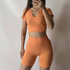 Жіночий костюм велосипедки з кроп-топом #А03