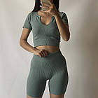 Жіночий костюм велосипедки з кроп-топом #А03, фото 2