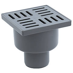 Трап для душу KRONOPLAST 150x150мм вертикальний випуск сірий TS11500403