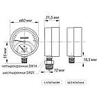 Термоманометр KOER KM.821R на 6 бар з нижнім підключенням 1/2" корпус Ø80 мм 120°C KR0214, фото 2