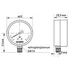 Манометр для тиску води KOER KM.610R на 6 бар з нижнім підключенням 1/4" Ø63 мм KR0204, фото 2
