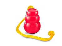 Игрушка Kong Classic сверхпрочная для лакомств с веревкой для собак средних пород - M Красный